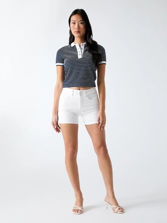 Guess Kısa Kollu Polo Yakalı Alphonsine Çizgili Kadın Çok Renkli Polo T-shirt W6GP17K2946-SB09