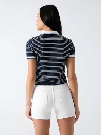 Guess Kısa Kollu Polo Yakalı Alphonsine Çizgili Kadın Çok Renkli Polo T-shirt W6GP17K2946-SB09