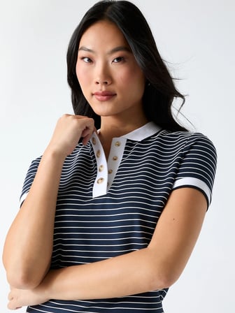 Guess Kısa Kollu Polo Yakalı Alphonsine Çizgili Kadın Çok Renkli Polo T-shirt W6GP17K2946-SB09