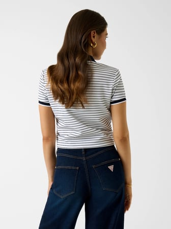 Guess Kısa Kollu Polo Yaka Alphonsine Çizgili Kadın Çok Renkli Polo T-shirt W6GP17K2946-S0AK