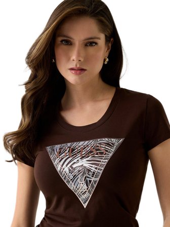 Guess W6GI19K3042K3042 Ss Cn Zebra Triangle Kadın Tişört