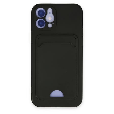 Apple iPhone 12 Kılıf Kelvin Kartvizitli Silikon - Siyah