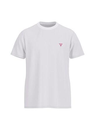 Guess Bisiklet Yaka Desenli Beyaz Erkek T-Shirt F3GI00K8HM0-G011