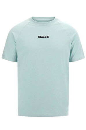 Erkek Guess Yazılı T-Shirt - Su Yeşili | XS
