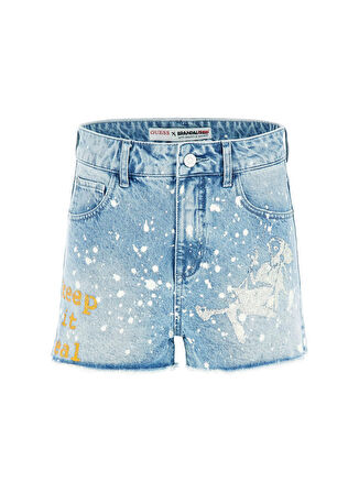 Guess Normal Bel Normal Açık Turkuaz Kadın Denim Şort W3GD26D4YO0ARTP