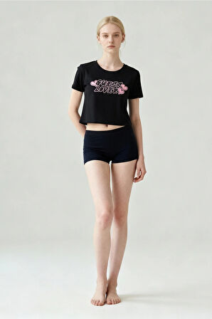 Guess Fosca Kadın Siyah Aktif Boxy Fit T-Shirt V5BI06J1314-JBLK