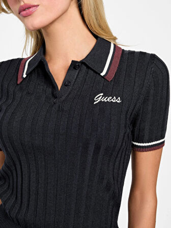 Guess Sabina Kadın Lacivert Aktif Slim Fit Yün Karışımlı Triko Polo T-Shirt V5BP04Z1152-A74A
