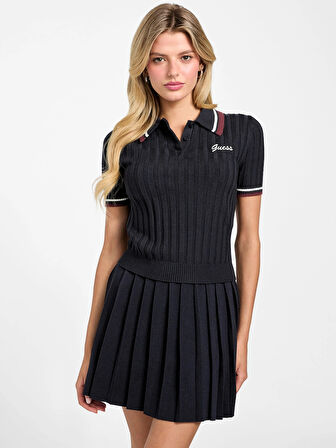 Guess Sabina Kadın Lacivert Aktif Slim Fit Yün Karışımlı Triko Polo T-Shirt V5BP04Z1152-A74A