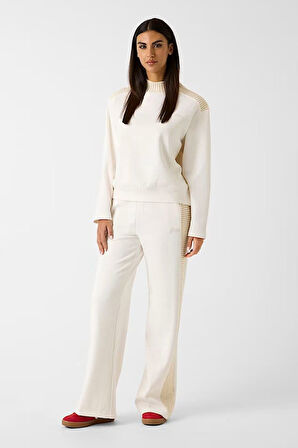 Kadın Dora Regular Fit Örgü Omuz Detaylı Sweatshirt - Beyaz | M