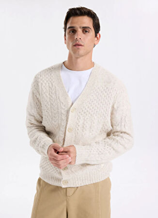 Guess Düz Ekru Erkek Hırka M5BR15Z0462-LOH Jeffry Erkek Yün Ka