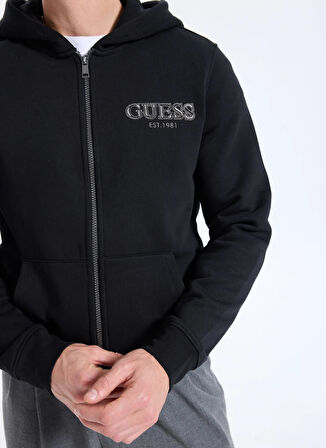 Guess Kapüşon Yaka Siyah Erkek Sweatshırt M5BQ48K9Z21-JBLK Poly Erkek Sweatsh