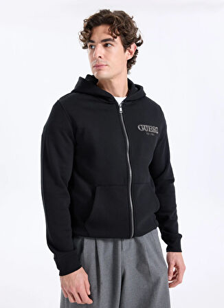 Guess Kapüşon Yaka Siyah Erkek Sweatshırt M5BQ48K9Z21-JBLK Poly Erkek Sweatsh