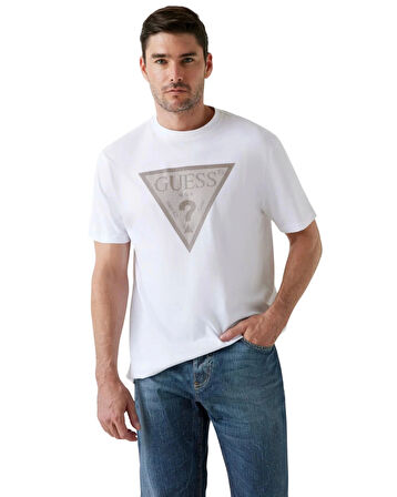 Guess Triangle Erkek Beyaz Regular Fit T-Shirt M5BI04I3Z14-G011