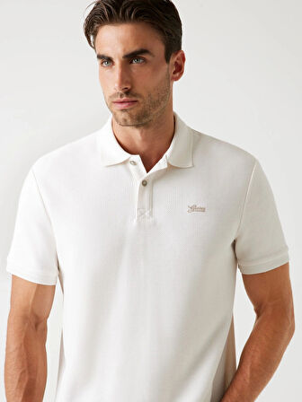 Guess Cotton Erkek Beyaz Regular Fit Polo T-Shirt M5BP05K0891-G018