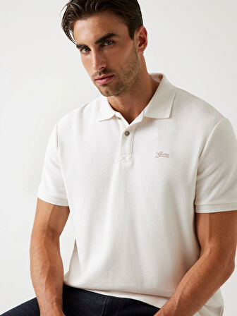 Guess Cotton Erkek Beyaz Regular Fit Polo T-Shirt M5BP05K0891-G018