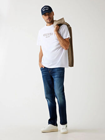 Guess Embroidery Erkek Beyaz Regular Fit T-Shirt M5BI09K8FQ4-G011