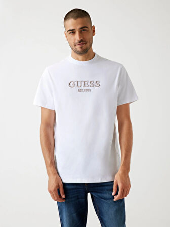 Guess Embroidery Erkek Beyaz Regular Fit T-Shirt M5BI09K8FQ4-G011
