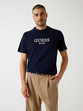Guess Embroidery Erkek Lacivert Regular Fit T-Shirt M5BI09K8FQ4-G7V2