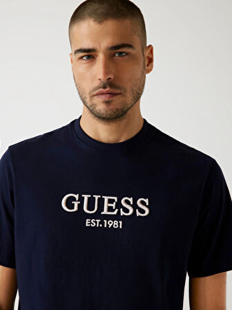 Guess Embroidery Erkek Lacivert Regular Fit T-Shirt M5BI09K8FQ4-G7V2