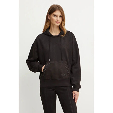 Guess Eco Kadın Siyah Scuba Sweatshirt W4BQ09KAUJ2-JBLK