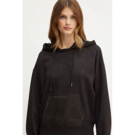 Guess Eco Kadın Siyah Scuba Sweatshirt W4BQ09KAUJ2-JBLK