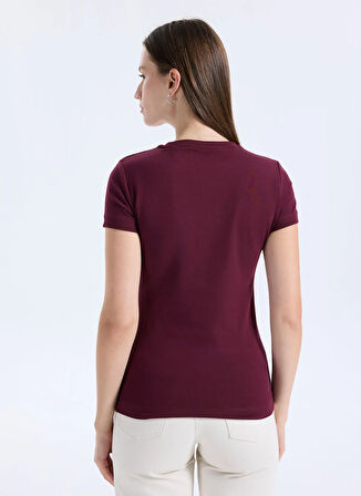 Guess Yuvarlak Yaka Baskılı Kırmızı Kadın T-Shirt Mini Triangle Kadın Slim Fit T-Shir