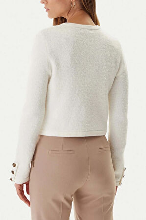 Guess Suzumi Kadın Beyaz Yün Karışımlı Triko Hırka W5BR0AZ4040-G1O6