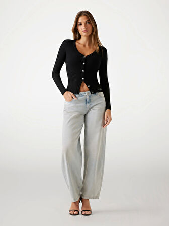 Guess Julia Kadın Siyah Ipek Kaşmir Karışımlı Triko Hırka W5BR16Z3OW2-JBLK