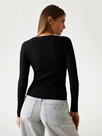 Guess Julia Kadın Siyah Ipek Kaşmir Karışımlı Triko Hırka W5BR16Z3OW2-JBLK