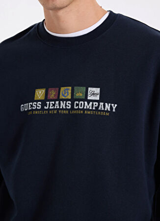 Guess Jeans Bisiklet Yaka Lacivert Erkek Sweatshırt M5BQ23K9V31-A71W Guess Jeans Erkek