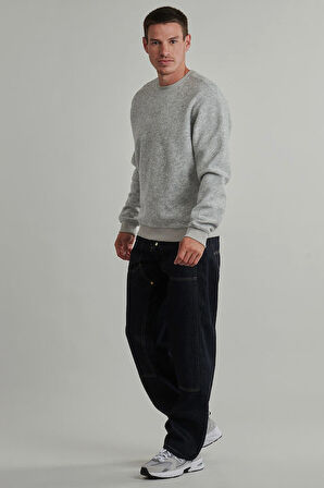 Erkek Melange Yün Karışımlı Scuba Sweatshirt - Gri | M