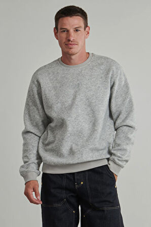 Erkek Melange Yün Karışımlı Scuba Sweatshirt - Gri | L