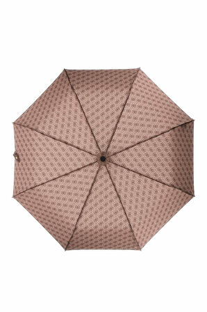 Kadın Monogram Desenli Katlanabilir Şemsiye - Kahverengi | undefined
