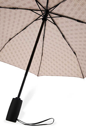 Kadın Monogram Desenli Katlanabilir Şemsiye - Kahverengi | undefined