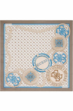 Kadın Zincir ve Amblem Desenli Eşarp - Bej  | undefined