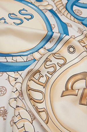 Kadın Zincir ve Amblem Desenli Eşarp - Bej  | undefined