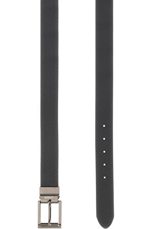 Erkek Çift Taraflı Ayarlanabilir Deri Kemer - Siyah | S