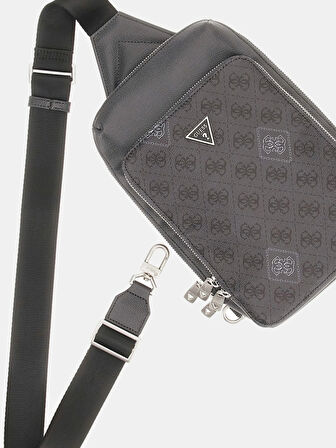 Guess Milano Erkek Siyah/Beyaz Çapraz Askılı Çanta HMMICTP5426-BWH