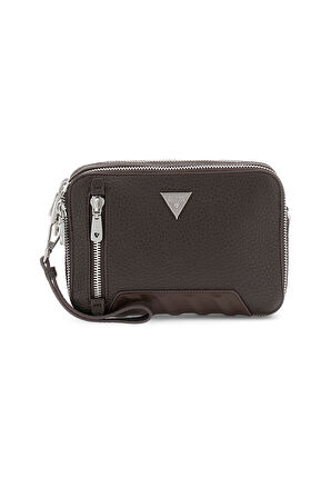 Erkek Dokulu İki Bölmeli El ve Çapraz Askılı Çanta - Kahverengi | 36