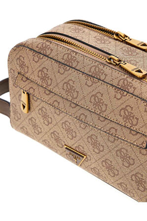 Erkek Monogram Desenli İki Bölmeli El Çantası - Bej / Kahverengi | undefined