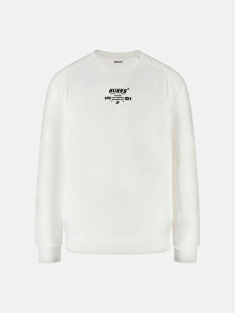Guess Ryota Erkek Beyaz Aktif Scuba Sweatshirt Z5BQ00KCNS2-G018