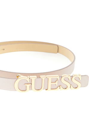 Kadın Yazı Tokalı Kemer - Krem | XS