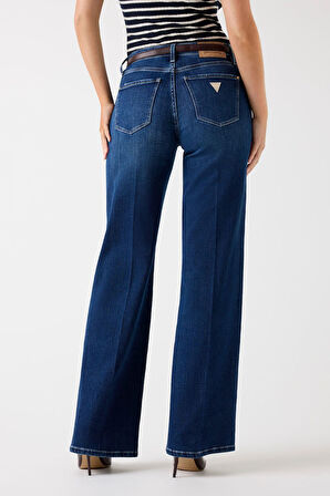 Kadın Indaco Kaşmir Karışımlı Palazzo Fit Jean - Mavi | 28/30