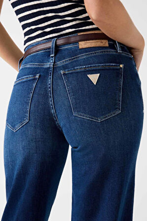 Kadın Indaco Kaşmir Karışımlı Palazzo Fit Jean - Mavi | 28/30