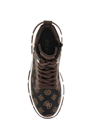 Kadın Benzon Monogram Desenli Taşlı Aksesuarlı Bot - Kahverengi  | 39