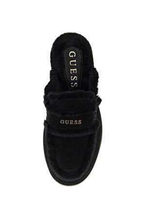 Kadın Yaneta Kürk Astarlı Süet Kalın Tabanlı Sabo Terlik - Siyah | 40