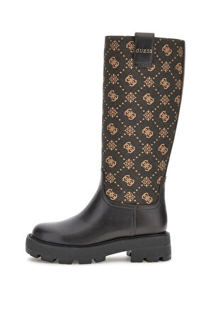 Kadın Yannis Monogram Desenli Kalın Tabanlı Çizme - Kahverengi | 38