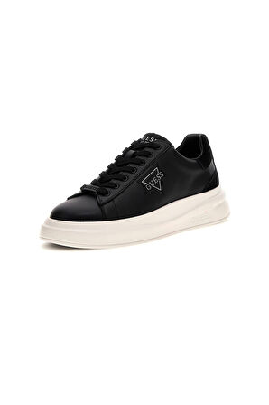 Erkek Elban Deri Kalın Tabanlı Sneaker - Siyah  | 43