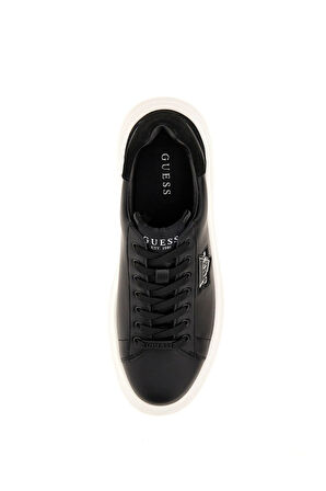 Erkek Elban Deri Kalın Tabanlı Sneaker - Siyah  | 43