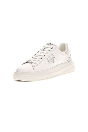 Erkek Elban Deri Kalın Tabanlı Sneaker - Beyaz  | 44